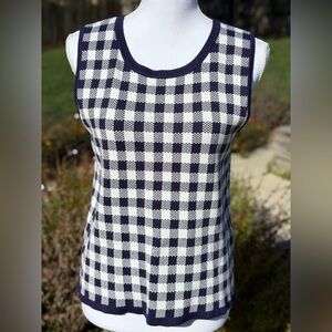 Draper James RSVP Sweater Tank in Navy Blue and White Size Medium